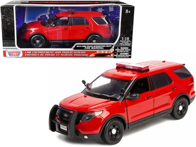 Motormax 2015 Ford Police Interceptor Utility "fire Marshal" Plain Red 1/18 Diecast Model Car By