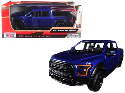 Motormax 2017 Ford F-150 Raptor Pickup Truck Blue With Black Wheels 1/27 Diecast Model Car By