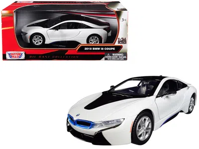 Motormax 2018 Bmw I8 Coupe Metallic White With Black Top 1/24 Diecast Model Car By