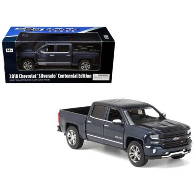Motormax 2018 Chevrolet Silverado Ltz Centennial 100 Year Anniversary, Blue In Black