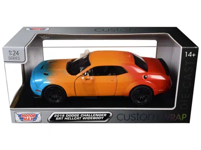 Motormax 2018 Dodge Challenger Srt Hellcat Widebody Blue Orange And Red Gradient "custom Wrap" Series 1/24 Di