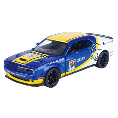 Motormax 2018 Dodge Challenger Srt Hellcat Widebody No.284 Blue Metallic & White With Yellow Graphics Gt Raci