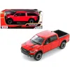 Motormax 2019 Dodge Ram 1500 Crew Cab Rebel Pickup Truck Red 1 By 24 Diecast Model Car