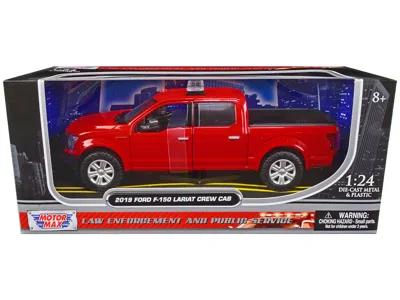 Motormax 2019 Ford F-150 Lariat Crew Cab Pickup Truck Unmarked Fire Department Red "law Enforcement And Publi