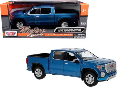 Motormax 2019 Gmc Sierra 1500 Denali Crew Cab Pickup Truck Blue Metallic 1/24-1/27 Diecast Model Car By Motor