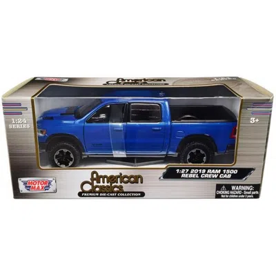 Motormax 2019 Ram Rebel 1500 Crew Cab Pickup Truck Blue Metallic American Classics Series 1-24 To 1-27 Scale 