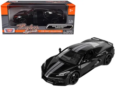 Motormax 2020 Chevrolet Corvette C8 Stingray Black With Silver Stripes "timeless Legends" Series 1/24 Diecast