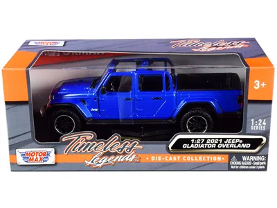 Motormax 2021 Jeep Gladiator Overland (open Top) Pickup Truck Blue Metallic 1/24-1/27 Diecast Model Car By