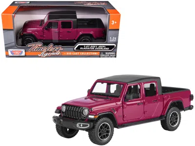 Motormax 2021 Jeep Gladiator Overland Pickup Truck Purple With Matt Black Top 1/24 Diecast Model Car In Red