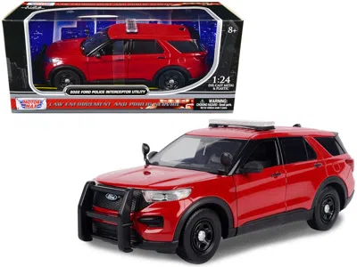 Motormax 2022 Ford Police Interceptor Utility Unmarked 1 By 24 Scale Diecast Model Car, Red