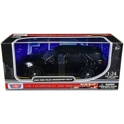 MOTORMAX 2022 FORD POLICE INTERCEPTOR UTILITY UNMARKED SLICK-TOP 1 BY 24 SCALE DIECAST MODEL CAR, BLACK