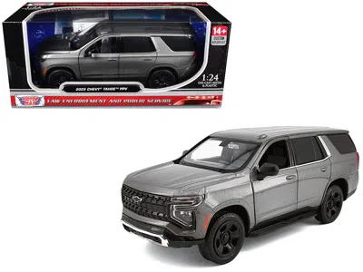 Motormax 2025 Chevrolet Tahoe Ppv Dark Gray Metallic "custom Builder's Kit - Law Enforcement And Public Servi In Silver
