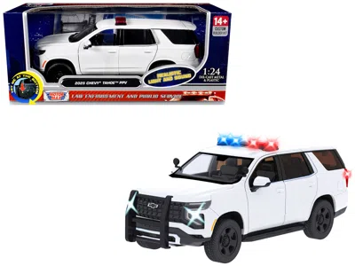 Motormax 2025 Chevrolet Tahoe Ppv White "builder's Kit" With Flashing Light Bar And Front And Rear Lights And