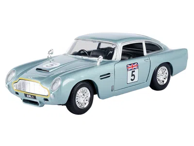 Motormax Aston Martin Db5 Rhd (right Hand Drive) #5 Light Blue Metallic "gt Racing" Series 1/24 Diecast Model