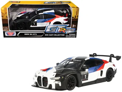 Motormax Bmw M4 Gt3 #1 White With Black Blue And Red Graphics "gt Racing" Series 1/24 Diecast Model Car By Mo In Multi