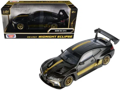 Motormax Bmw M4 Gt3 Matt Black With Gold Stripes "midnight Eclipse" Series 1/24 Diecast Model Car In Multi