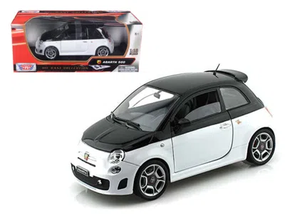 Motormax Fiat Abarth 500 White And Black 1/18 Diecast Model Car By