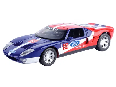 Motormax Ford Gt Concept #58 Blue And Red With White Stripes "gt Racing" Series 1/24 Diecast Model Car By Mot