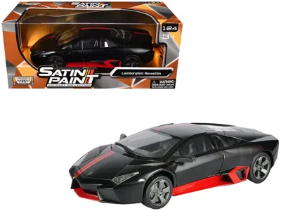 Motormax Lamborghini Reventon Matt Black With Red Stripes "satin Paint" Series 1/24 Diecast Model Car By Moto In Multi