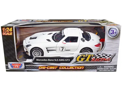 Motormax Mercedes-benz Sls Amg Gt3 #7 White "gt Racing" Series 1/24 Diecast Model Car By