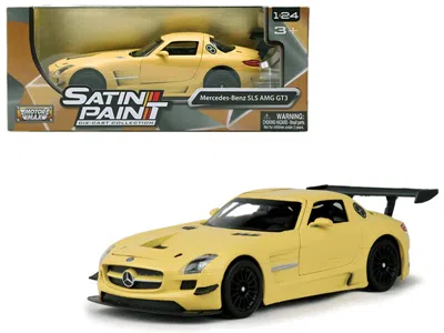 Motormax Mercedes Benz Sls Amg Gt3 Matte Yellow 1/24 Diecast Model Car