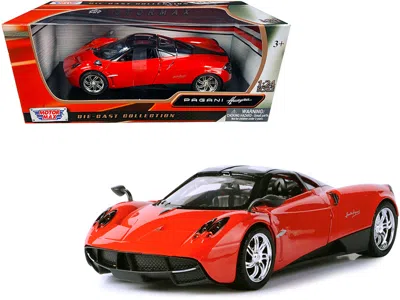 Motormax Pagani Huayra Bright Red With Chrome Wheels 1/24 Diecast Model Car By