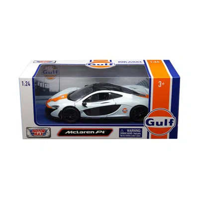 Motormax Toy 1-24 Mclaren P1 With Gulf Livery Diecast Model Car - Light Blue With Orange Stripe