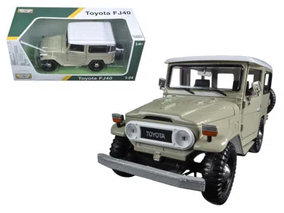 MOTORMAX TOYOTA FJ40 BEIGE WITH WHITE TOP 1/24 DIECAST MODEL CAR BY MOTORMAX