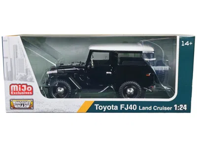 Motormax Toyota Fj40 Land Cruiser Black With White Top 1/24 Diecast Model Car By