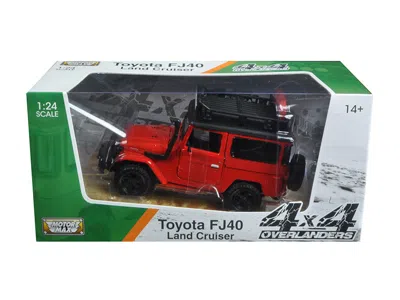 Motormax Toyota Fj40 Land Cruiser Red "4x4 Overlanders" Series 1/24 Diecast Model Car By