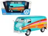Motormax Volkswagen Type 2 (t1) Delivery Van "peace" Turquoise Metallic 1/24 Diecast Model Car By