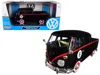Motormax Volkswagen Type 2 (t1) Double Cab Pickup #8 Matt Black 1/24 Diecast Car Model By