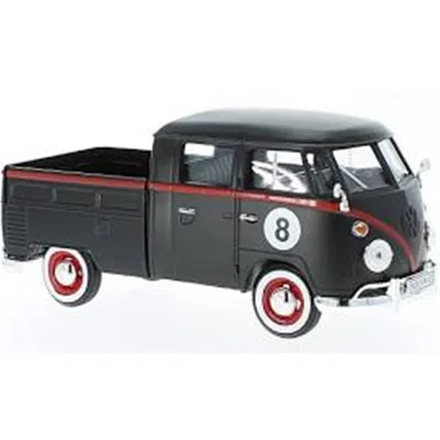 Motormax Volkswagen Type 2 T1 Double Cab Pickup No.8 1 Isto 24 Diecast Car Model, Matt Black