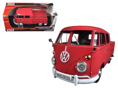 Motormax Volkswagen Type 2 (t1) Double Cab Pickup Truck Wax Red 1/24 Diecast Model Car By
