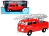 Motormax Volkswagen Type 2 (t1) Fire Truck With Aerial Ladder "feuerwehr" Red 1/24 Diecast Model Car By Motor