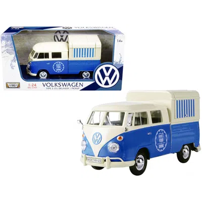MOTORMAX VOLKSWAGEN TYPE 2 T1 PICKUP FOOD TRUCK CREAM & BLUE 1-24 SCALE DIECAST MODEL CAR