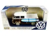 Motormax Volkswagen Type 2 (t1) Pickup White And Yellow With Wood Paneling With Surfboard 1/24 Diecast Model