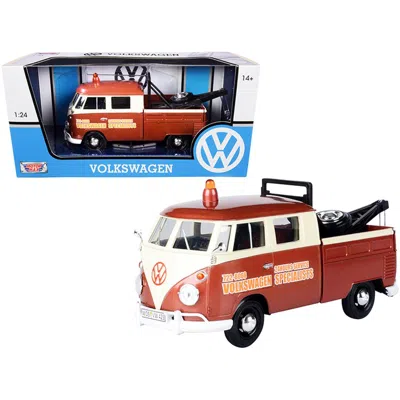 Motormax Volkswagen Type 2 T1 Tow Truck Volkswagen Specialists Brown Metallic & Cream 1 By 24 Scale Diecast M