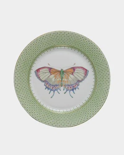 Mottahedeh Apple Lace Dessert Plate With Butterfly Center In Green