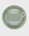 Mottahedeh Apple Lace Tea Cup & Saucer Plate In Green