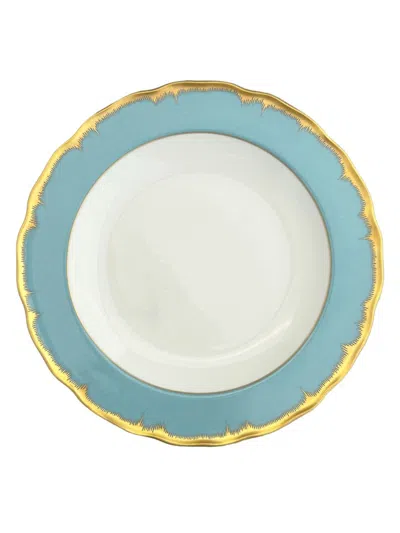 Mottahedeh Chelsea Feather Dessert Plate In Turquoise
