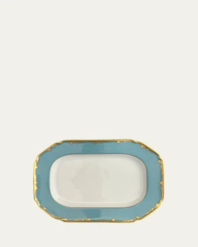 Mottahedeh Chelsea Feather Turquoise Cookie Plate In Multi