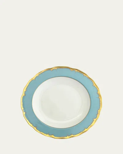 Mottahedeh Chelsea Feather Turquoise Dessert Plate In Multi