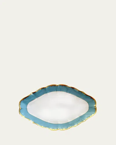 Mottahedeh Chelsea Feather Turquoise Oval Platter In Multi