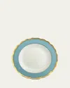 Mottahedeh Chelsea Feather Turquoise Soup Plate In Multi