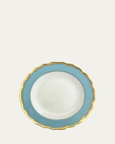 Mottahedeh Chelsea Feather Turquoise Soup Plate In Multi