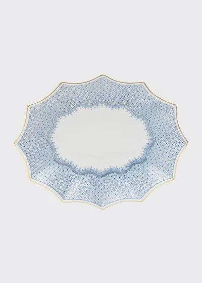 Mottahedeh Cornflower Lace Large Flat Serving Tray In Blue