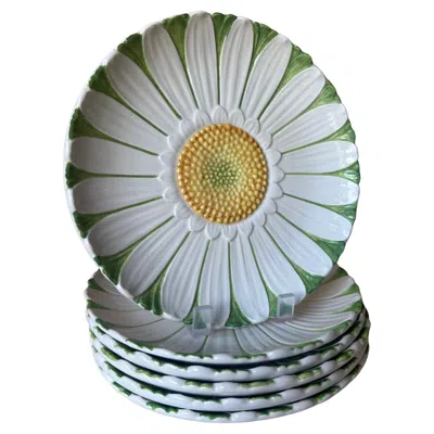 Pre-owned Mottahedeh Daisy Plates, Set Of 6, C. 1960's In Gray