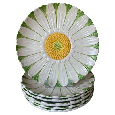Pre-owned Mottahedeh Daisy Plates, Set Of 6, C. 1960's In Gray