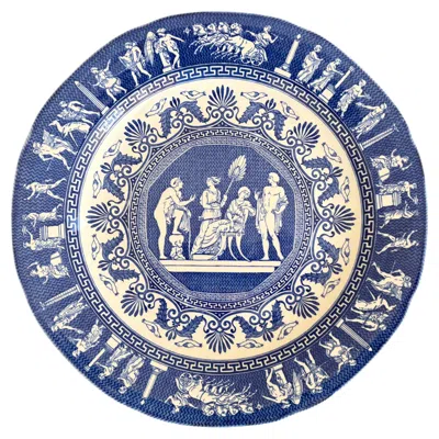 Pre-owned Mottahedeh Greek Revival Blue And White Neoclassical Plate